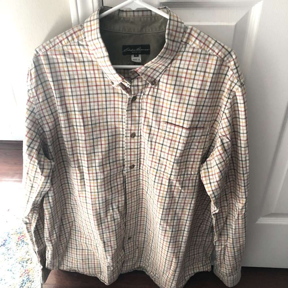 Eddie Bauer Plaid Long Sleeve - Lightweight Cotton - XL